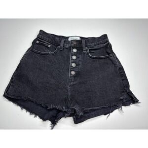 Abercrombie & Fitch Shorts 24 Black Mom Short High Rise Distressed Cut Offs 00